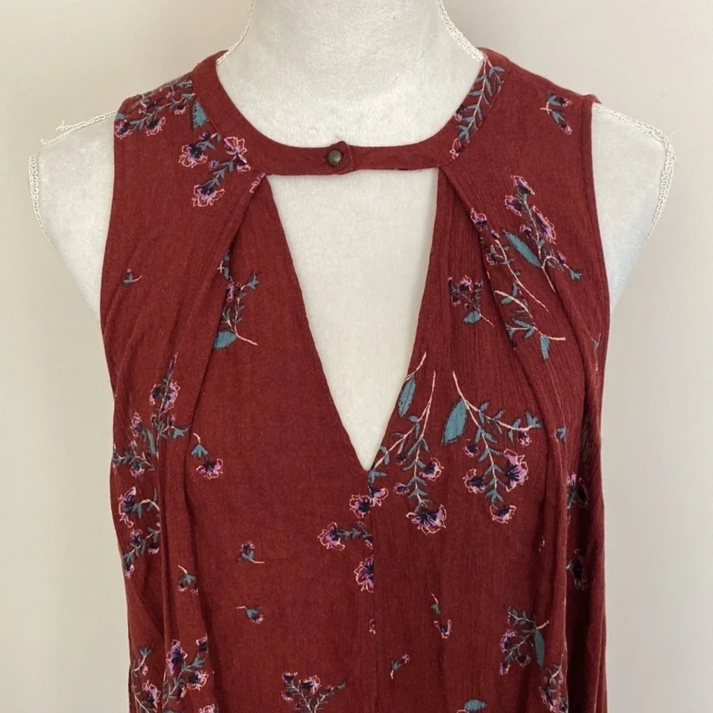 Free People Button Neck Pocketed Tunic Dress